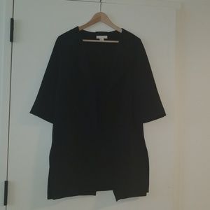 Black open front, waterfall style blazer